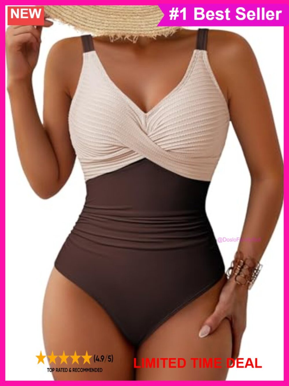 One Piece Swimsuit Twist Front V Neck Ruched Tummy Control Cheeky Bathing Suit